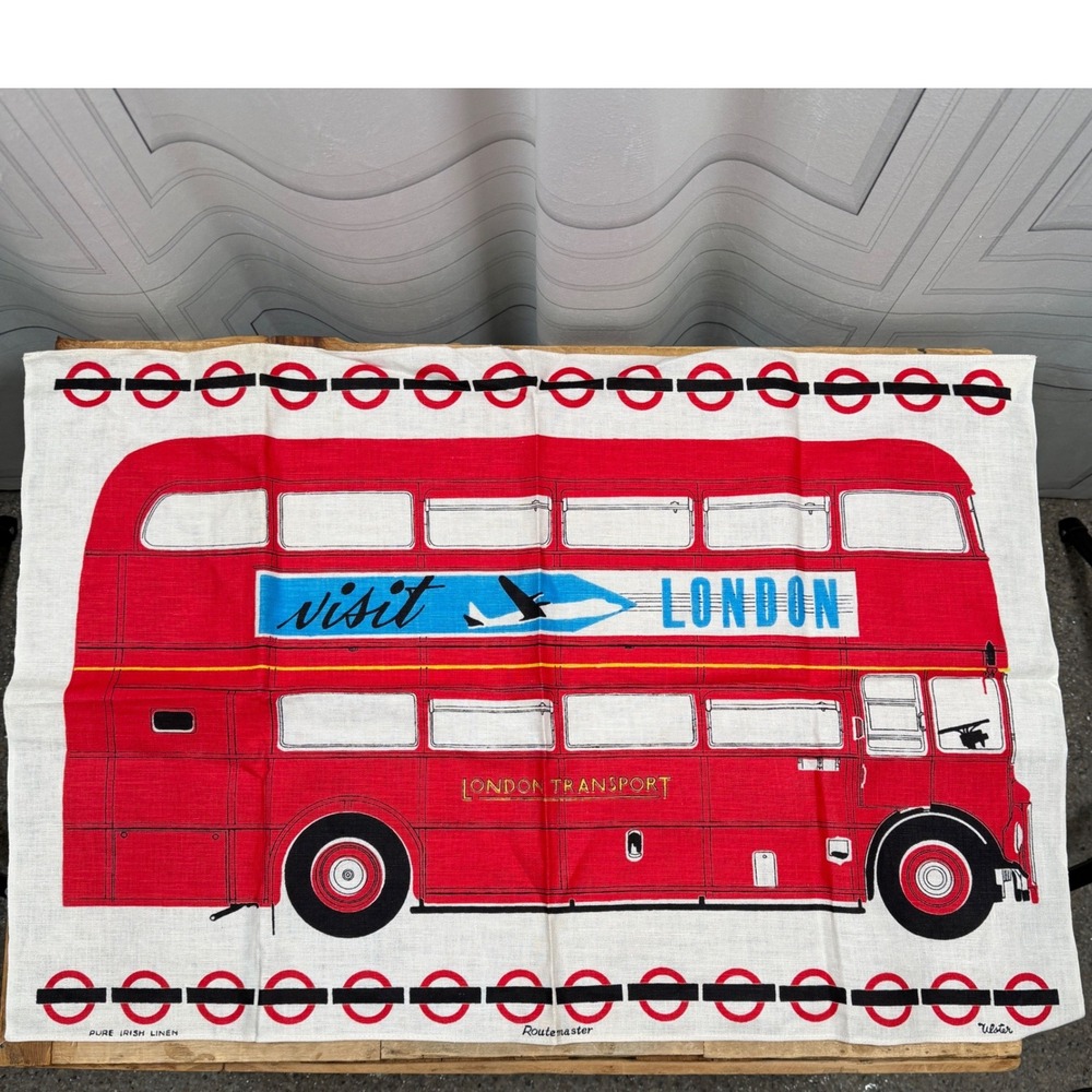 VTG Ulster‎ Pure Irish Linen London Routemaster Bus Tea Towel Design Centre